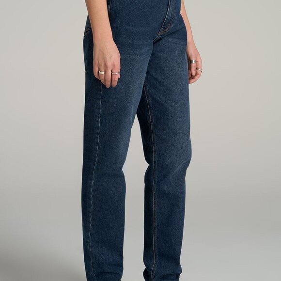 American Tall Emma High Rise Relaxed Tapered Tall Women's Jeans in Faded Dark In - Picture 3 of 3